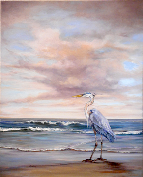 Great Blue at Sunset- Original Oil Painting- $1650- One of a Pair! 16"x20" each
